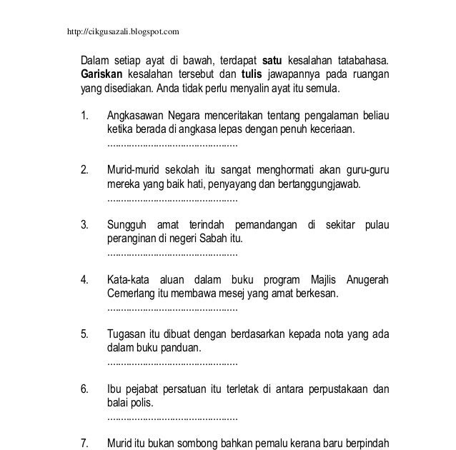 Contoh Soalan Kesalahan Bahasa Tingkatan 2 - Lagu 24