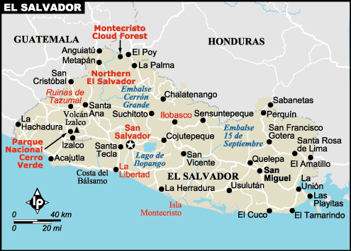 Map of el salvador (physical). Cities Map El Salvador Map