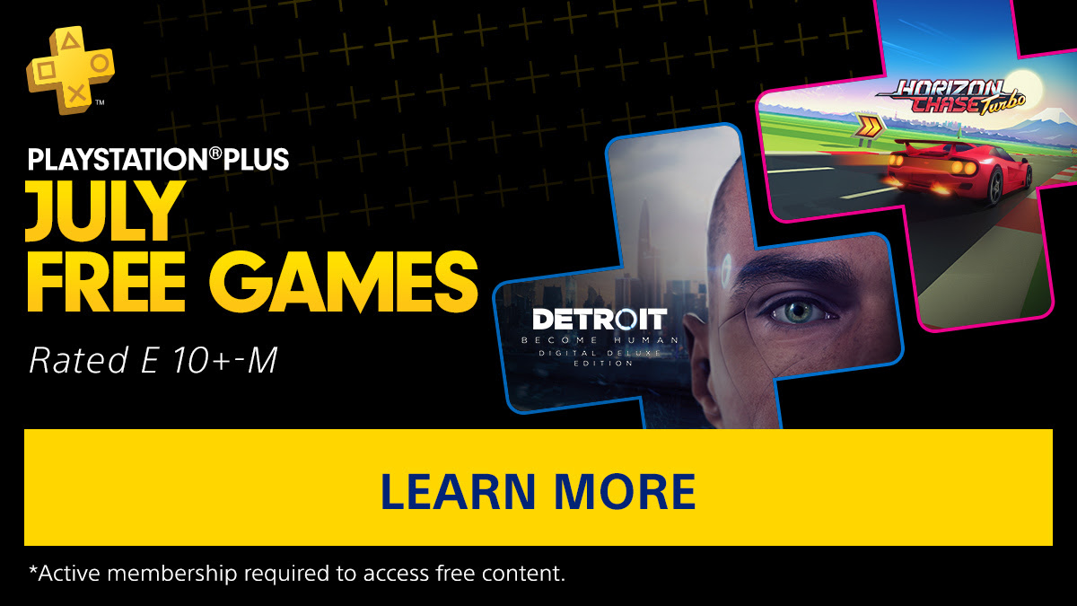 PlayStation Plus | MAY FREE GAMES *Active membership required to access free content. | LEARN MORE | Rated E-M