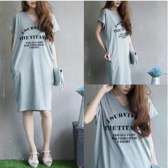 Download Jual Flavia Store T Shirt Dress Lengan Pendek FS0366 ABU ABU MISTY Gaun Kaos Wanita Baju Terusan ...