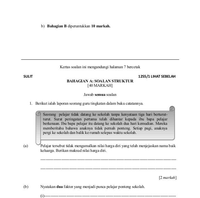 Contoh Soalan Esei Sains Kertas 2 - Persoalan n