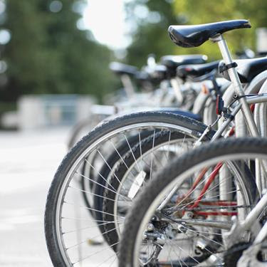 Parked bikes.