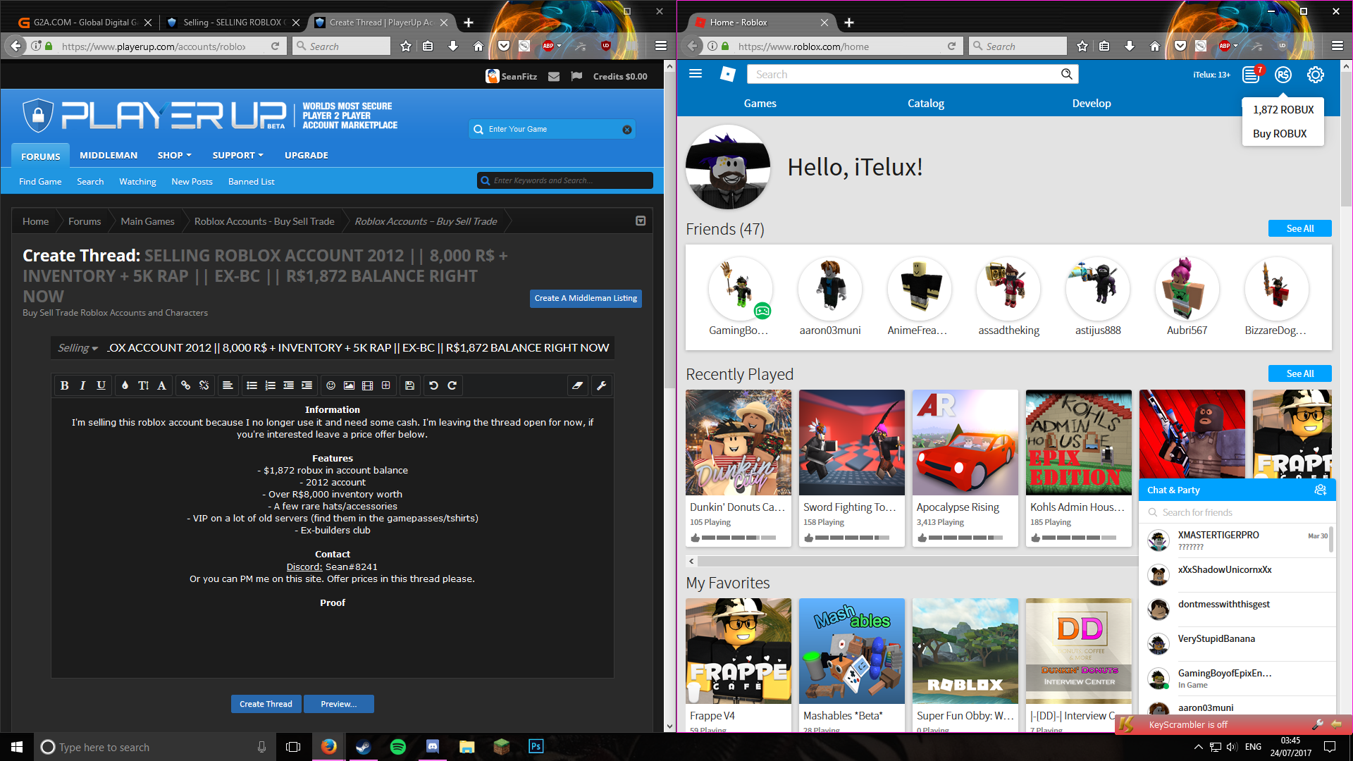 Roblox Account Trade Discord Get A Free Roblox Face - roblox philippines original buy and sell account free