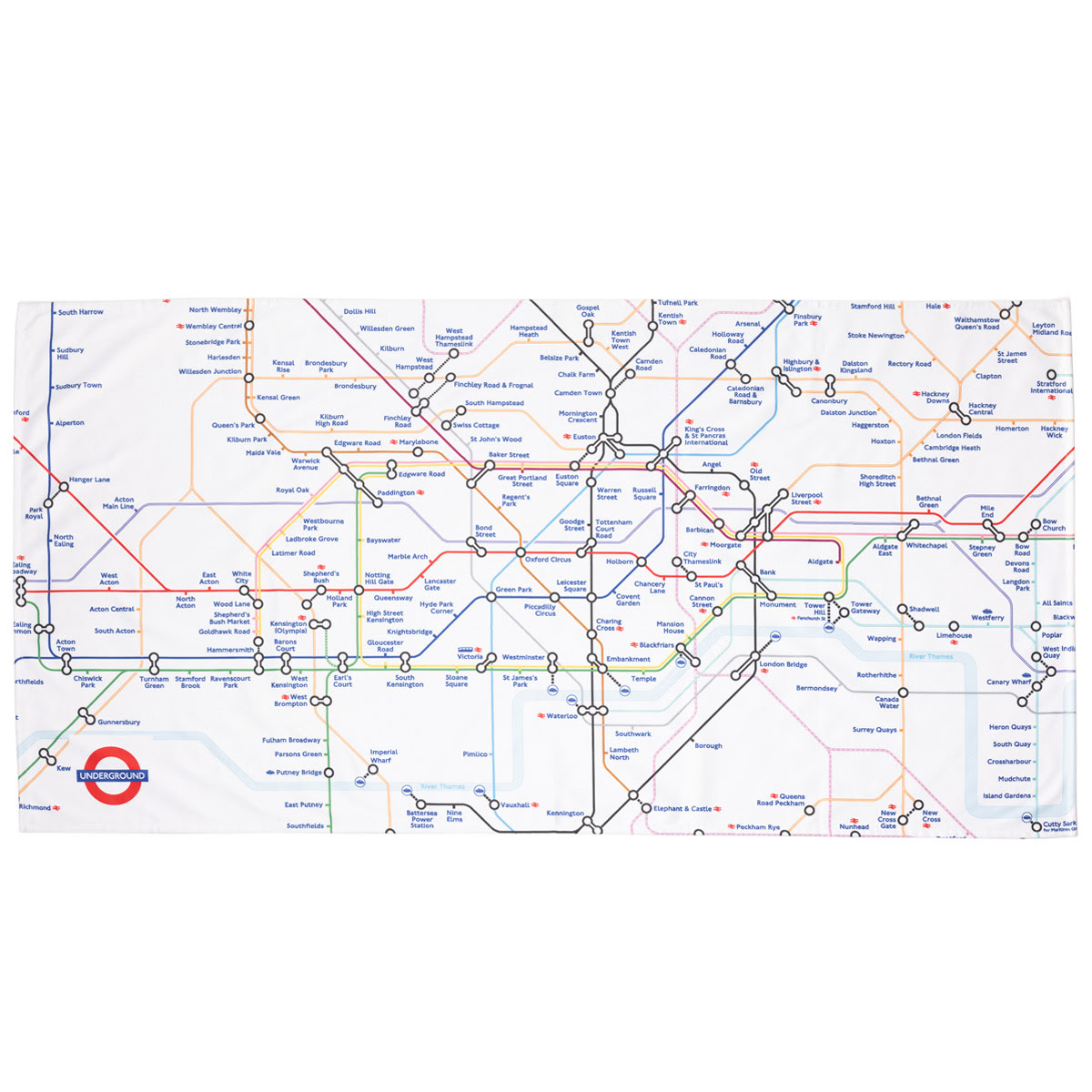 Underground map microfibre towel