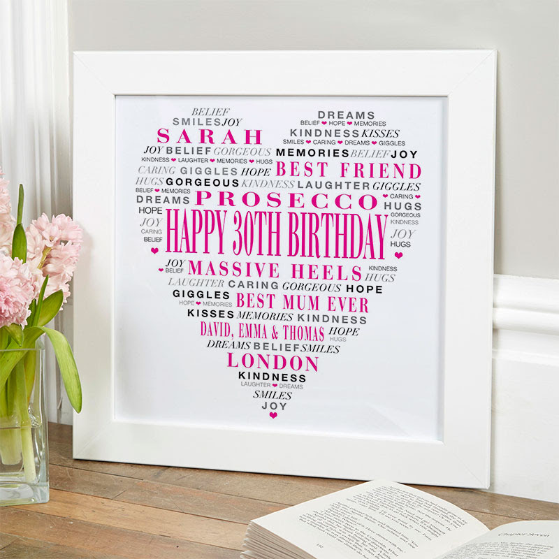 Orders are still being processed, shipped & delivered. Personalized Gift Ideas For Her 30th Birthday Word Art Love Heart