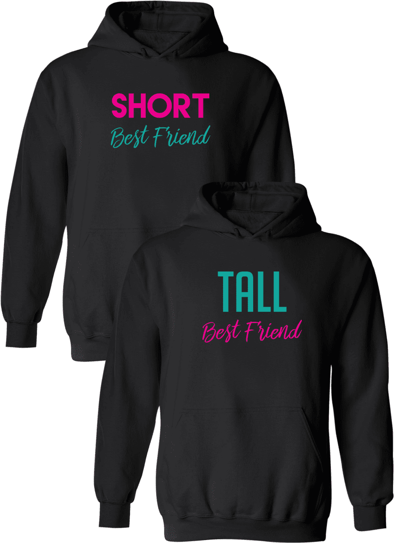 Short Tall Best Friend Bff Hoodies Couples Apparel