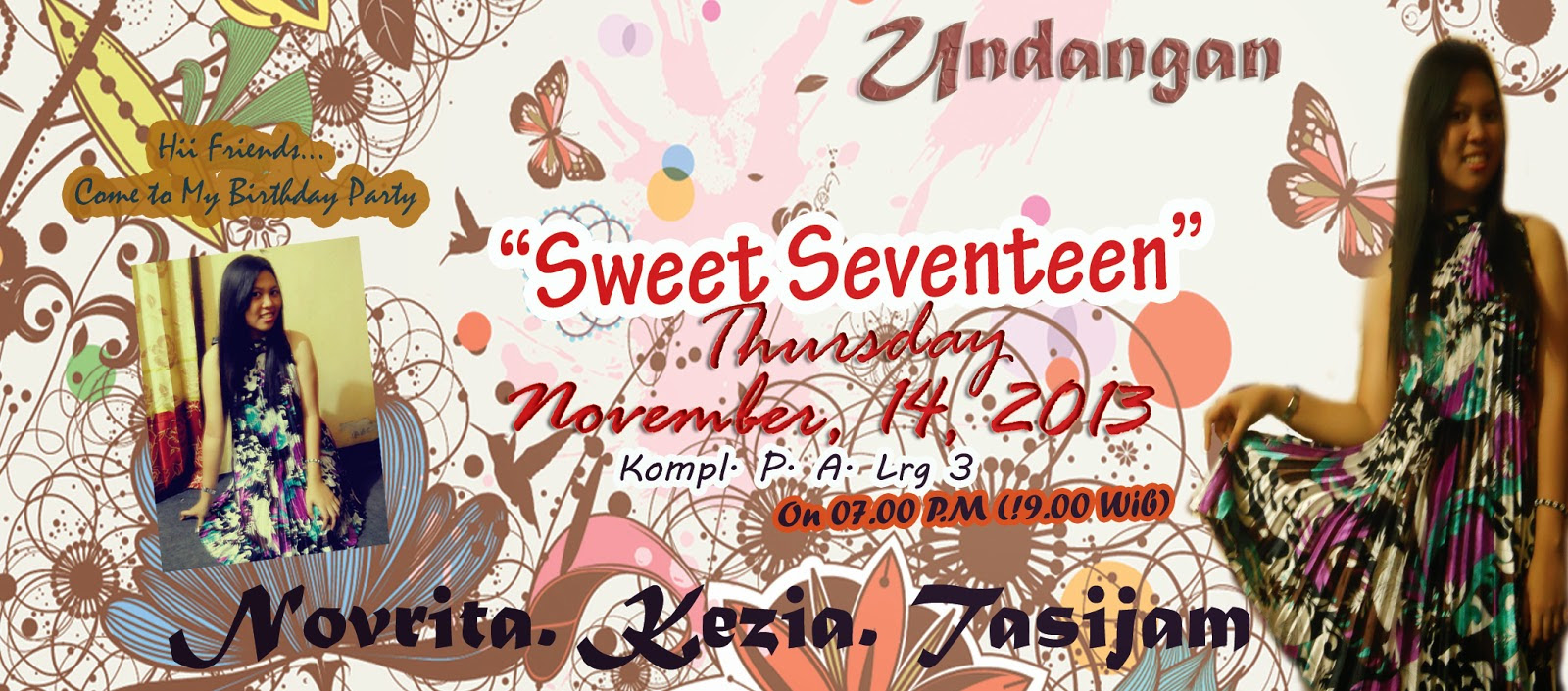 Contoh Desain  Undangan  Ulang Tahun Sweet  Seventeen  