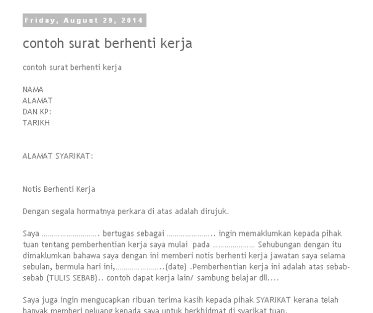 Contoh Surat Perletakan Jawatan Untuk Sambung Belajar Latest Letter Website