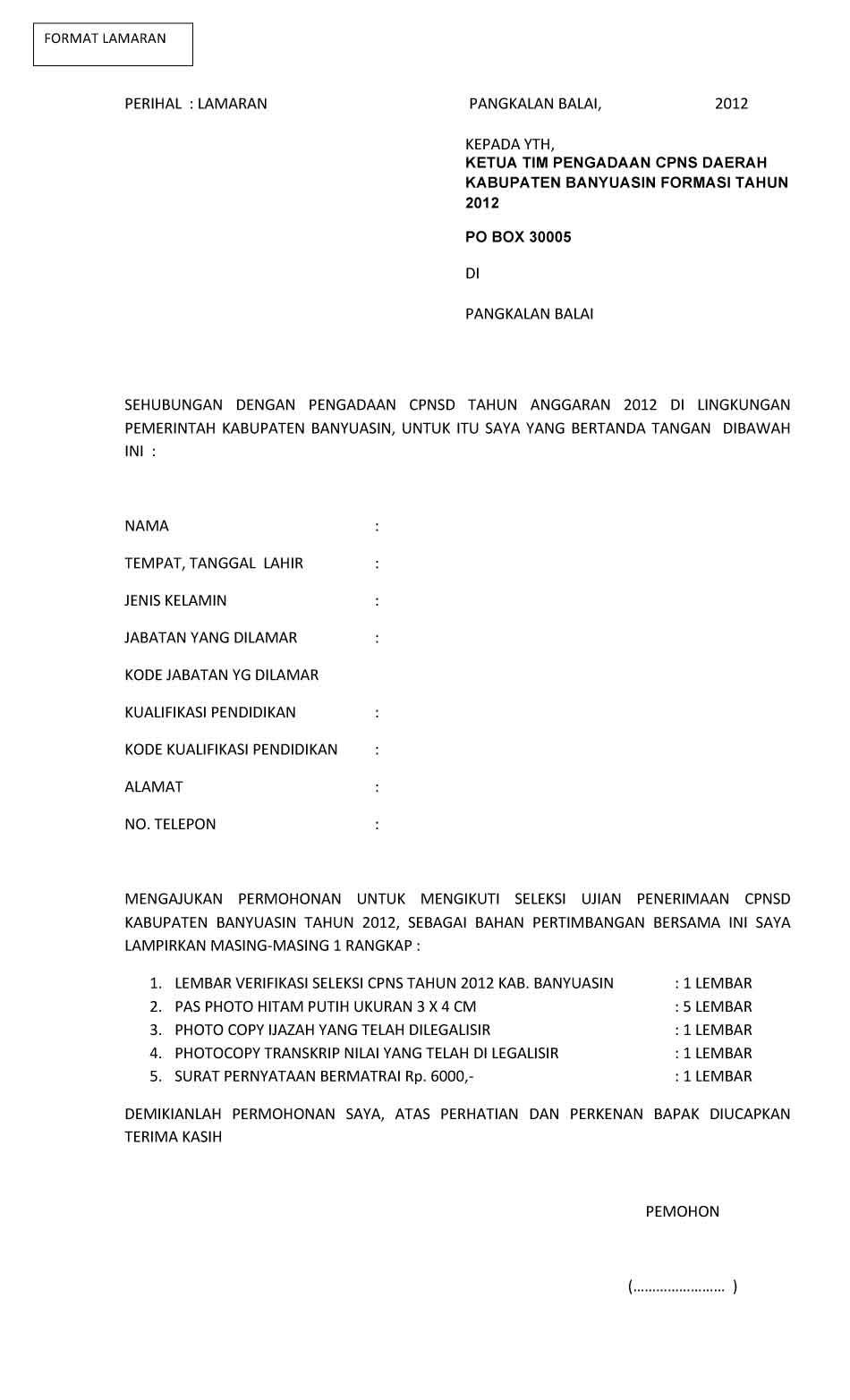 Contoh Surat Lamaran Anggota Tni - Terbaru 10