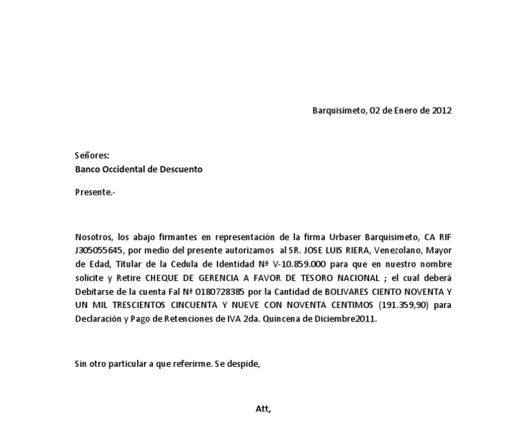 Carta De Autorizacion De Descuento - k Carta De