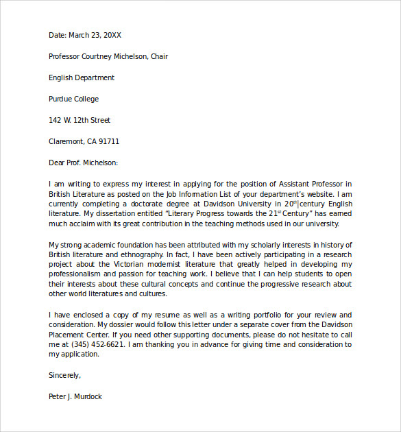 I could have asked for examples. Cover Letter For English Portfolio August 2021