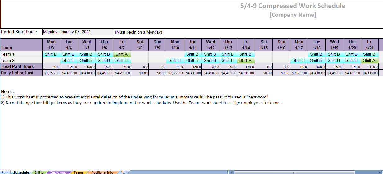 Or switch to the most powerful employee schedule maker yet! Compressed Work Schedule 5 4 9 Compressed Work Schedule