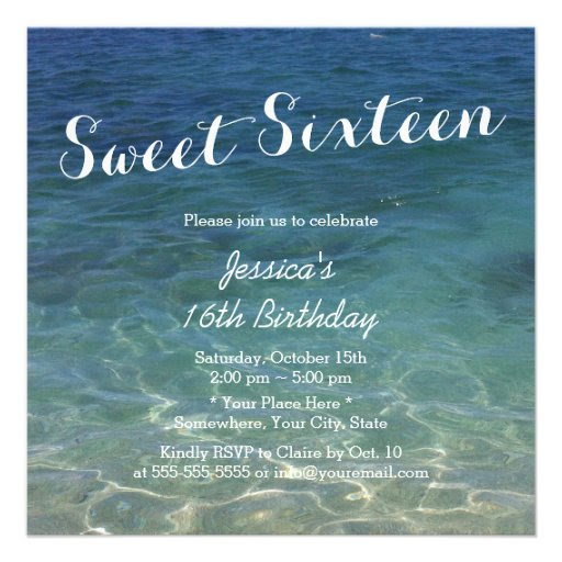 Planning the perfect sweet 16 themed birthday party starts here! Personalized Sweet 16 Beach Party Invitations Custominvitations4u Com