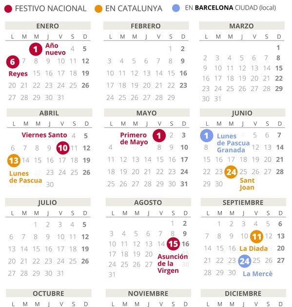Calendari Laboral 2021 Barcelona | Empty Calendar