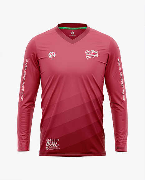 Download Mens Long Sleeve Soccer Jersey T-shirt Mockup Front View ...