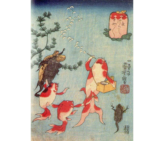 エレガント歌川国芳 金魚 壁紙 美しい花の画像