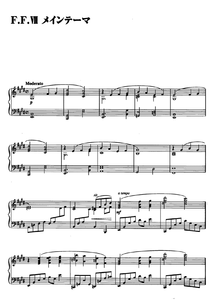 Final Fantasy Vii Main Theme Piano Theme Image