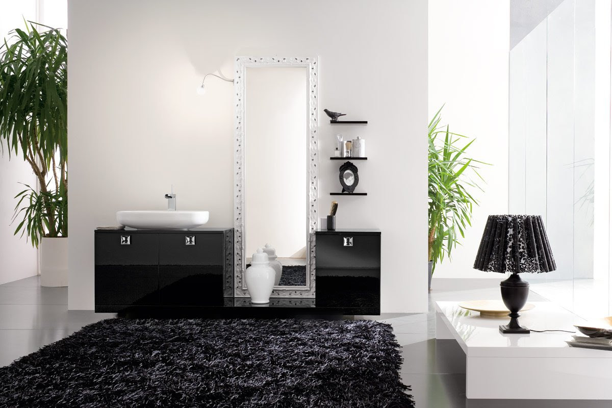 Here's a simple plan for making a fun and cozy bathroom rug from just about anything you have available. Black Rug Bathroom Interior Design Ideas