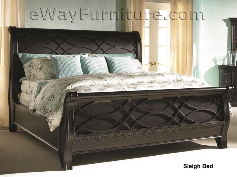 The bed features two spacious storage drawers at the foot of this best quality platform bed and a black pu leather inset headboard. Aspenhome Young Classics Black Sleigh Bedroom Set