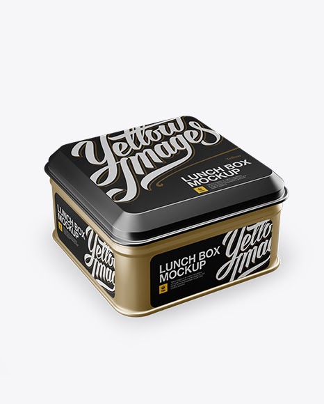 Download Metallic Square Lunch Box Mockup - Half Side View (High ...