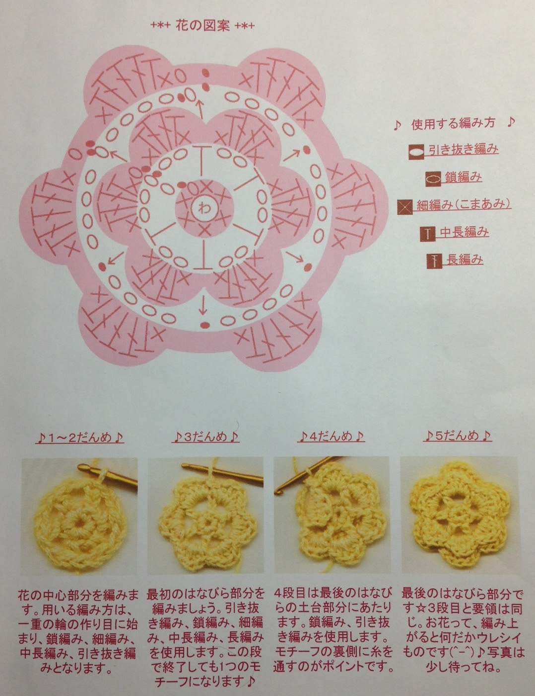 ぜいたくモチーフ編み 花 立体 最高の花の画像