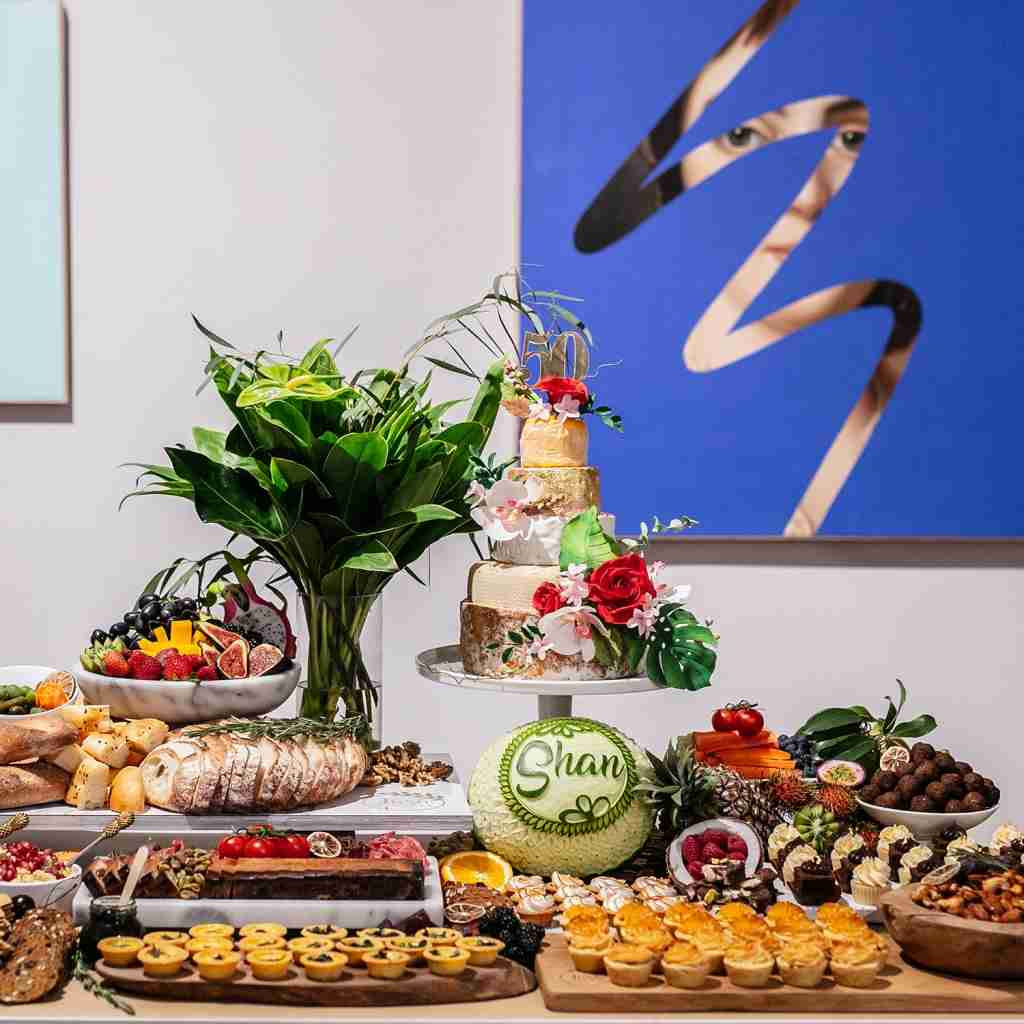 Chose a delectable selection of cold meats, cheeses, antipasti and delightful accompaniments such as dips, assorted bread, crackers, salads, and fruits. Grazing Tables Packages Lush Platters