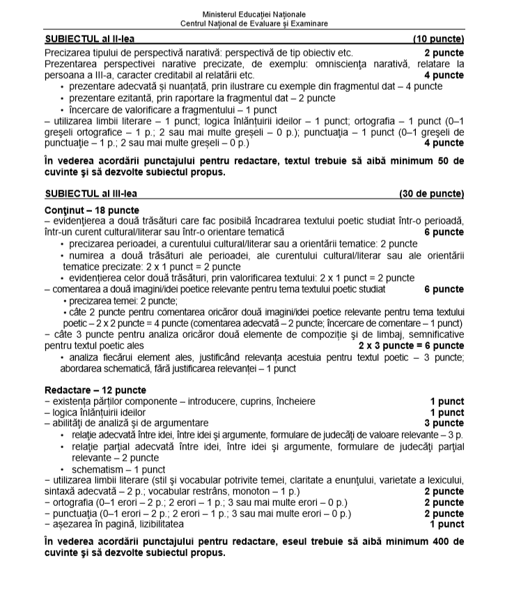 Baremul Èi Subiectele La Limba RomanÄ Publicate De Ministerul EducaÈiei Bacalaureat 2019 Sparknews Ro