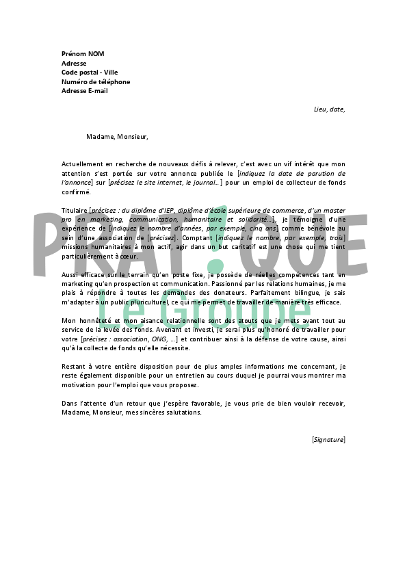 Lettre De Motivation Organisme Humanitaire - Perodua j