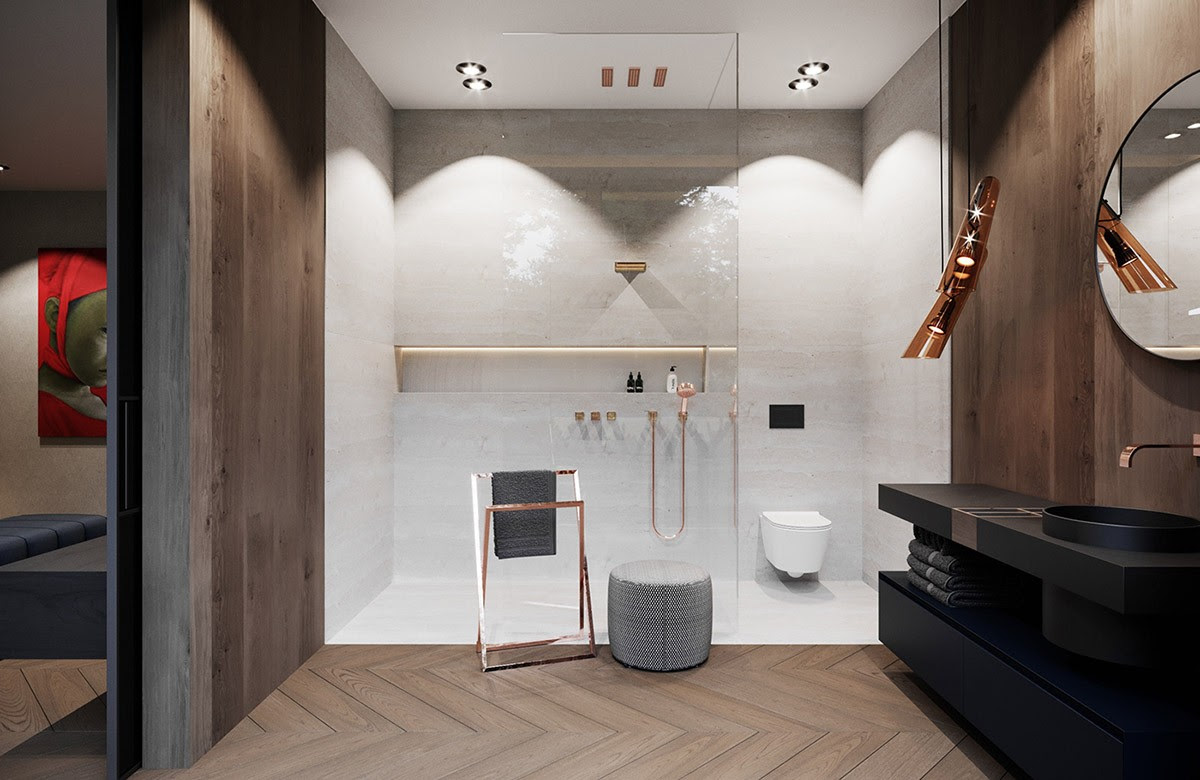 How to design a modern luxury master bedroom with ensuite es designed. Dramatic Interior With Luxury Closets Bathrooms