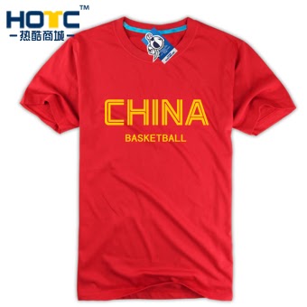 Harga China baru basket katun lengan pendek t shirt Merah 