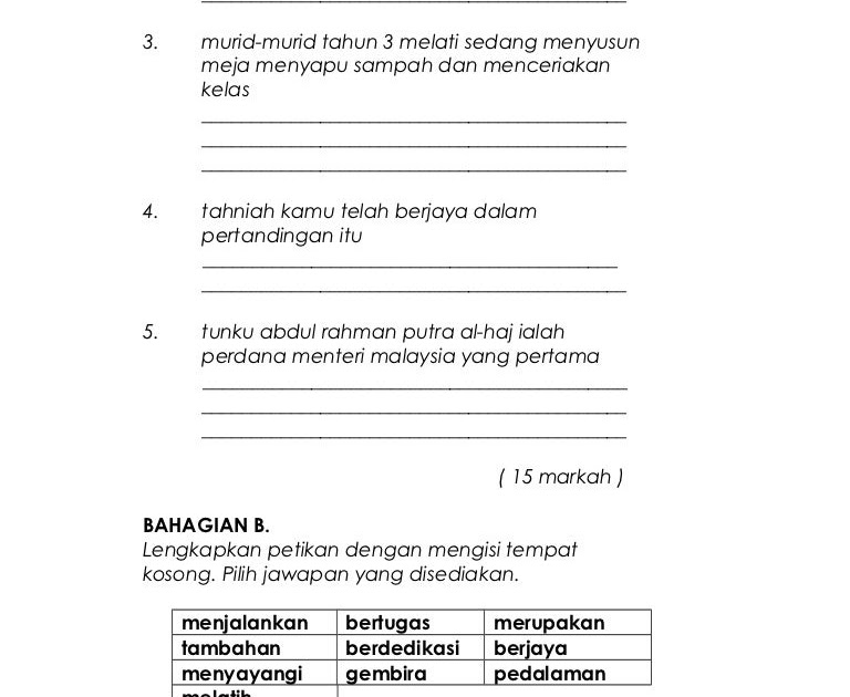 Kertas Soalan Ujian Bahasa Melayu Tahun 4 - U Soalan