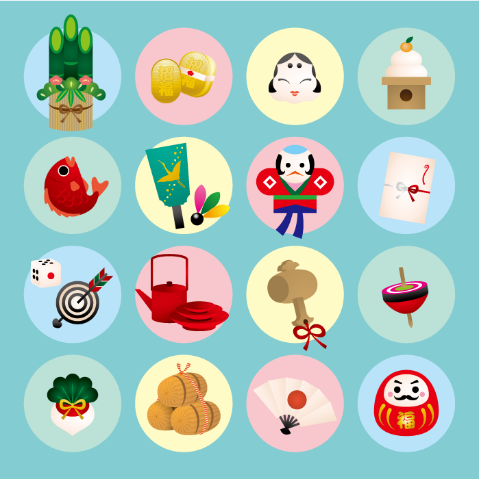 トップ100 正月 縁起物 イラスト 美しい花の画像