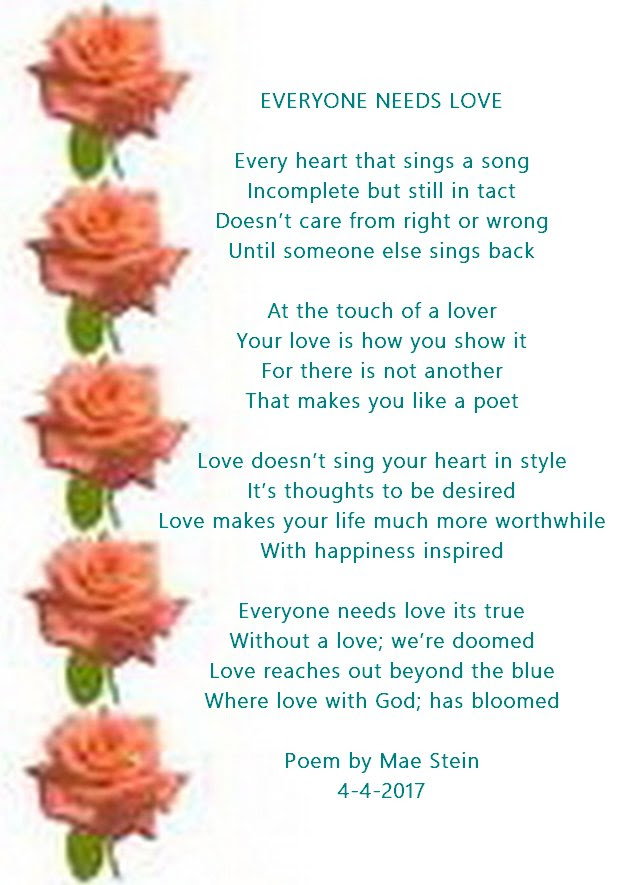 The poem uses an aaba rhyme scheme. Everyone Needs Love Picture Poems