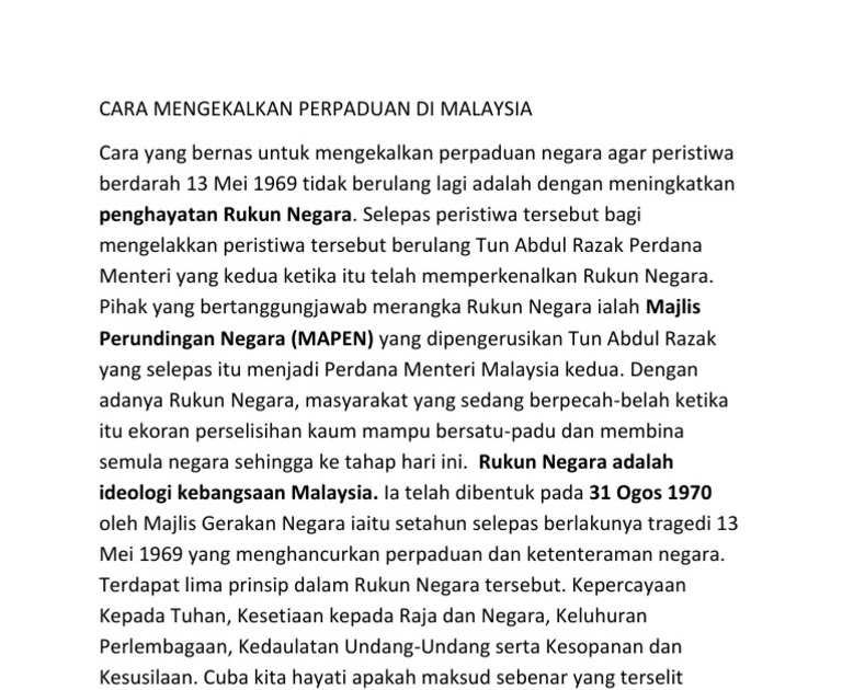 Cara Mengekalkan Keharmonian Negara Sal Kaa