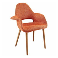Upholstered dining armchair in orange