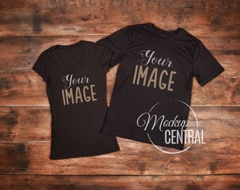 Download Matching Couple Twin Blank Black T-Shirts Clothing Design ...