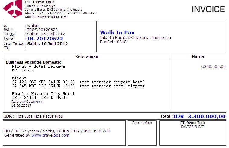 Contoh Invoice Tiket Pesawat - Kabar Click