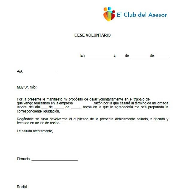 Carta De Despido Voluntario Plantilla - q Carta De