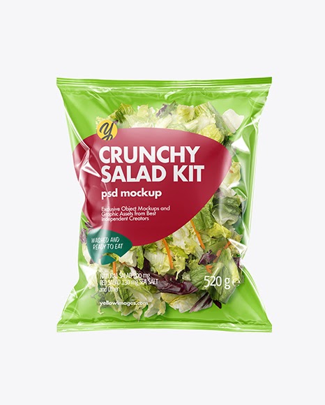Download Plastic Bag With Salad Kit PSD Mockup