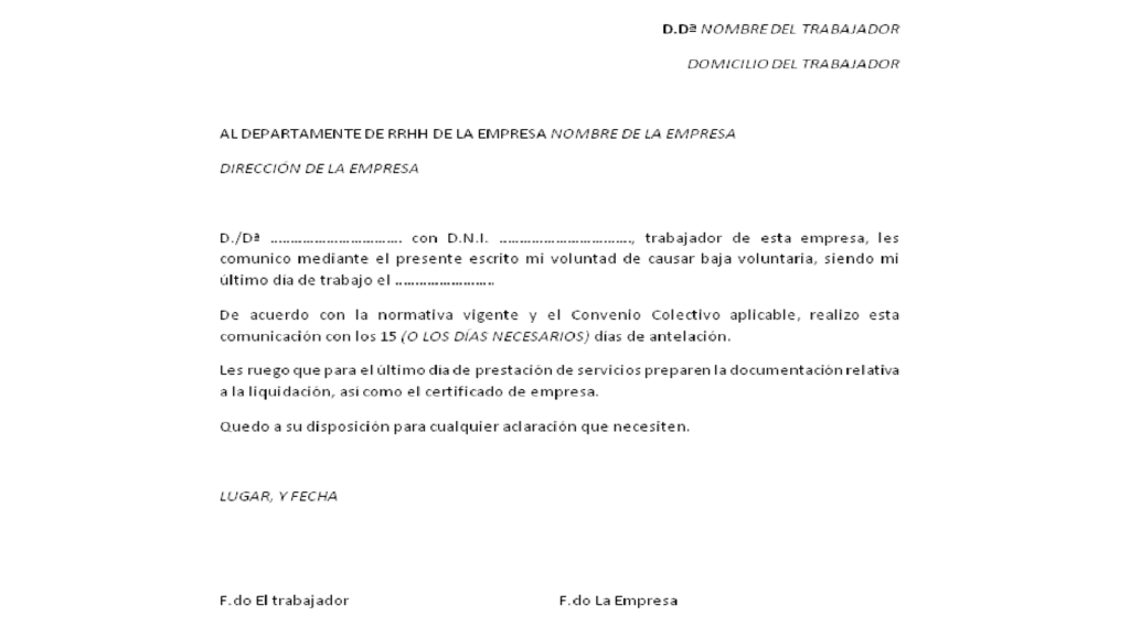 Carta Baja Voluntaria Trabajador Sin Preaviso - Sample Web a