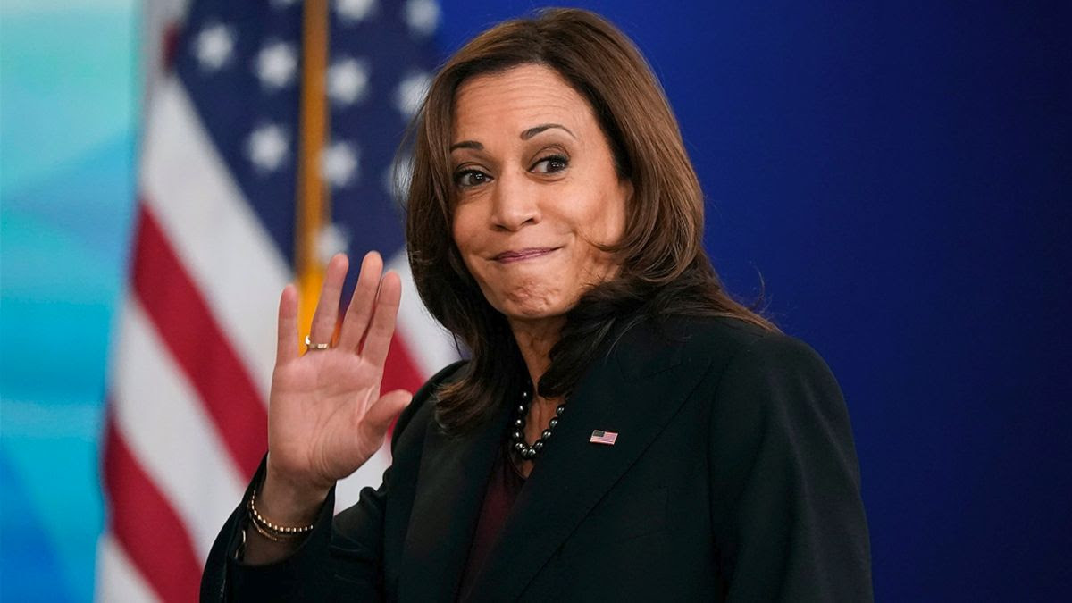 Kamala Harris holding in laugh