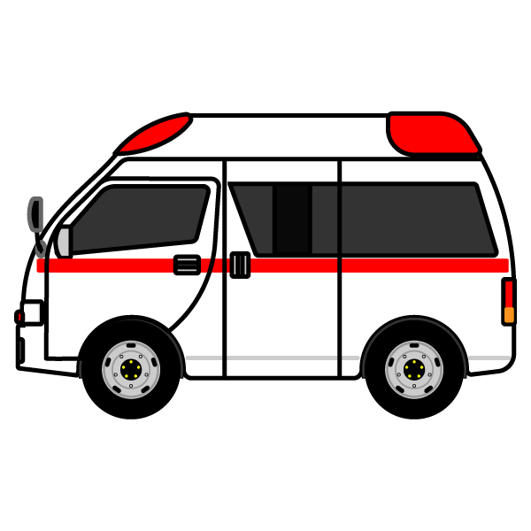 子供向けぬりえ 綺麗な救急車 イラスト 無料 かわいい