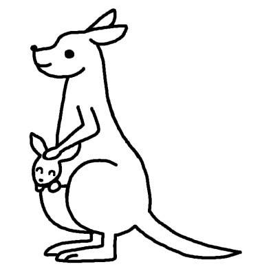 アニメ画像について 驚くばかりカンガルー イラスト 白黒