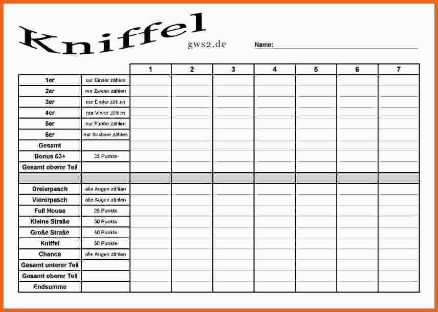 Vorlage Kniffelblock Kostenlos - Kniffel Vorlage (Excel & PDF)