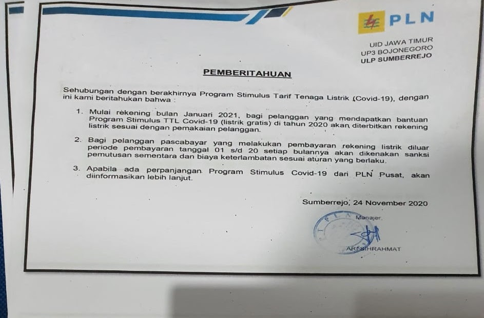 Jun 29, 2021 · cek bantuan pln token gratis covid 19 bulan juni 2021 tak perlu lagi lewat www.pln.co.id dan pln mobile. Beredarnya Program Stimulus Tarif Tenaga Listrik Di Masa Pandemi Ini Kata Pln Bojonegoro