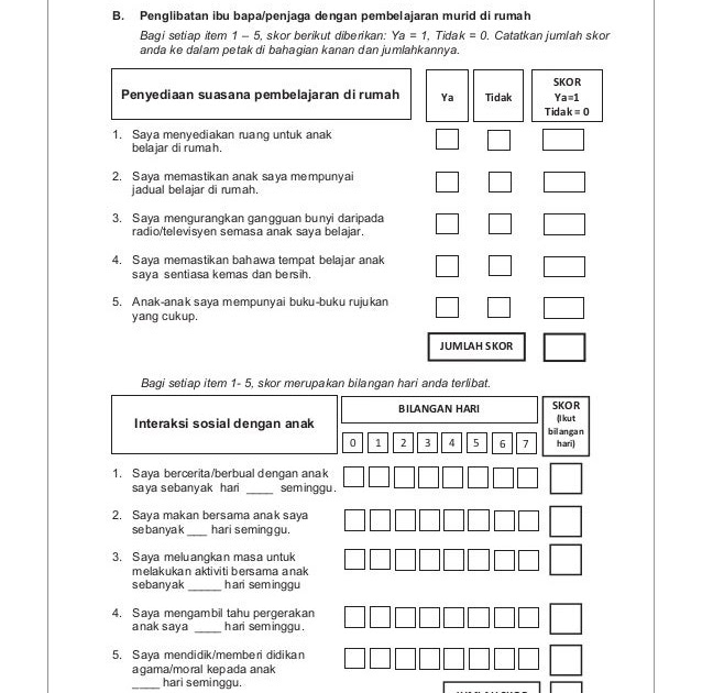 Contoh Borang Soal Selidik Hari Keluarga - Daniatoh