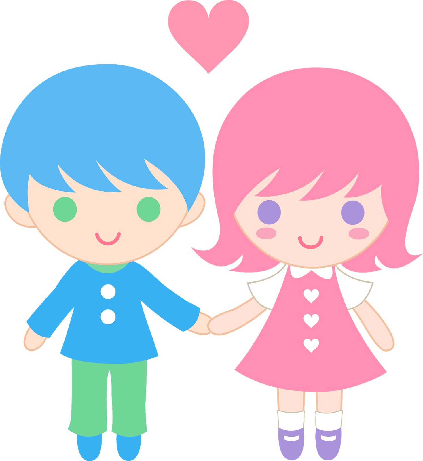 Cartoon Cartoon Boy And Girl Holding Hands