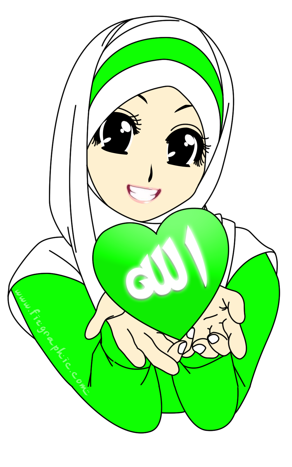 Gambar Kartun Muslimah Warna Biru Kolek Gambar