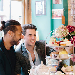 Afternoon tea in a cafe in Manchester