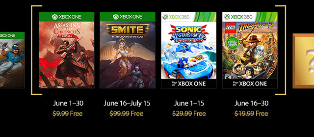 Assassins Creed Chronicles: Russia | SMITE Battleground of the Gods | Sonic & All-Stars Racing Transformed | LEGO Indiana Jones 2: The adventure continues
